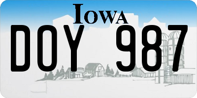 IA license plate DOY987
