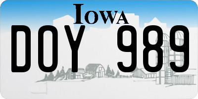 IA license plate DOY989
