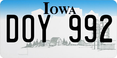 IA license plate DOY992