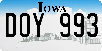 IA license plate DOY993