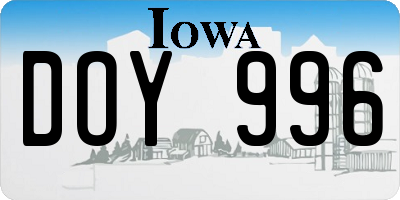 IA license plate DOY996