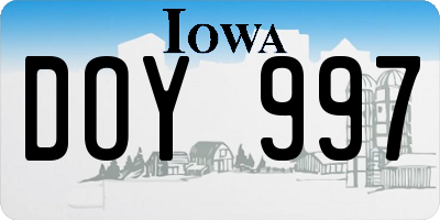 IA license plate DOY997