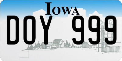 IA license plate DOY999