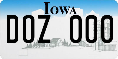 IA license plate DOZ000