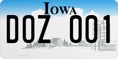 IA license plate DOZ001