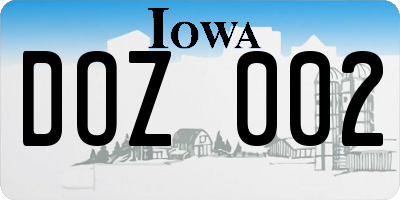 IA license plate DOZ002