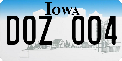 IA license plate DOZ004
