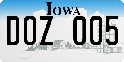 IA license plate DOZ005