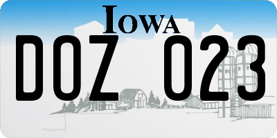 IA license plate DOZ023