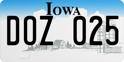 IA license plate DOZ025