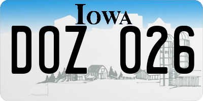 IA license plate DOZ026