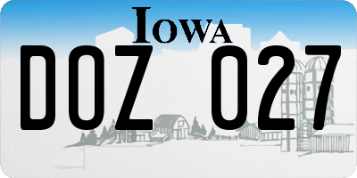 IA license plate DOZ027