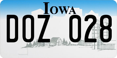 IA license plate DOZ028