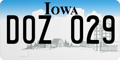 IA license plate DOZ029