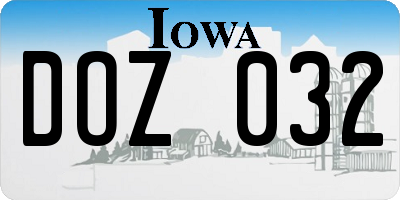 IA license plate DOZ032