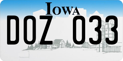 IA license plate DOZ033