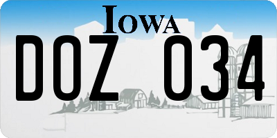 IA license plate DOZ034