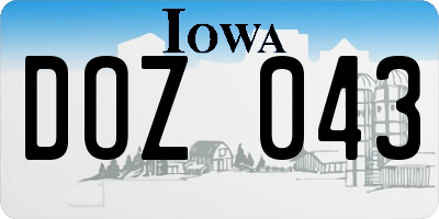 IA license plate DOZ043
