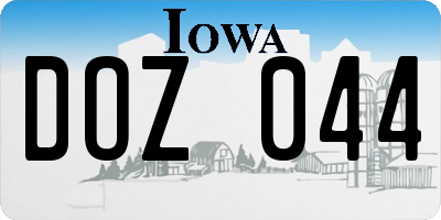 IA license plate DOZ044