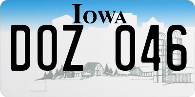 IA license plate DOZ046