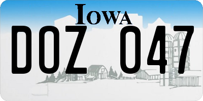 IA license plate DOZ047