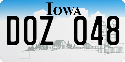 IA license plate DOZ048