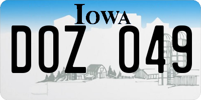 IA license plate DOZ049
