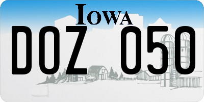 IA license plate DOZ050
