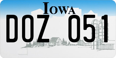 IA license plate DOZ051