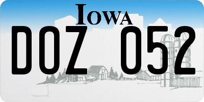 IA license plate DOZ052