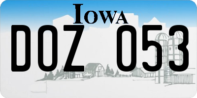 IA license plate DOZ053