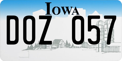IA license plate DOZ057