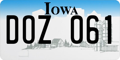 IA license plate DOZ061