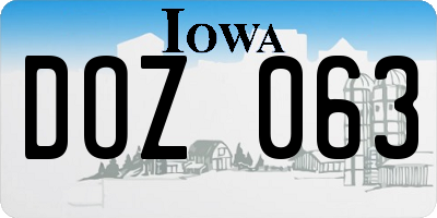 IA license plate DOZ063