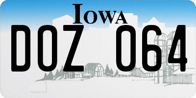 IA license plate DOZ064