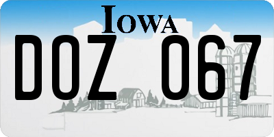 IA license plate DOZ067