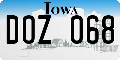 IA license plate DOZ068