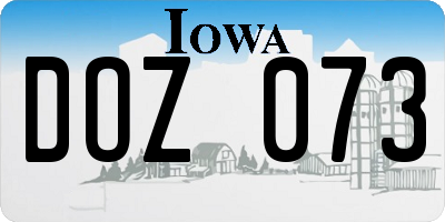 IA license plate DOZ073