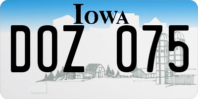 IA license plate DOZ075