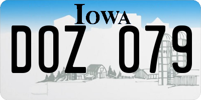 IA license plate DOZ079
