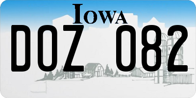 IA license plate DOZ082