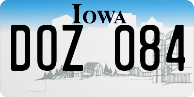 IA license plate DOZ084