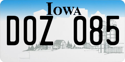 IA license plate DOZ085