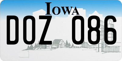 IA license plate DOZ086