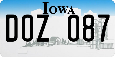 IA license plate DOZ087
