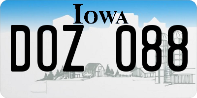 IA license plate DOZ088