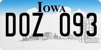 IA license plate DOZ093