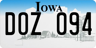 IA license plate DOZ094
