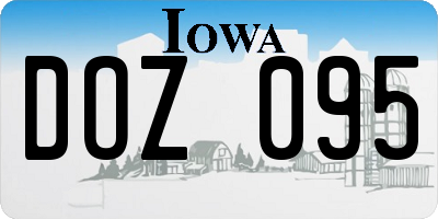 IA license plate DOZ095