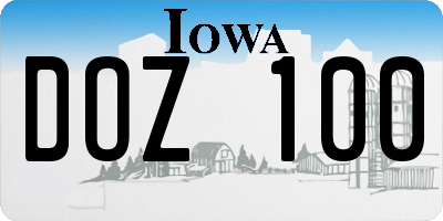 IA license plate DOZ100